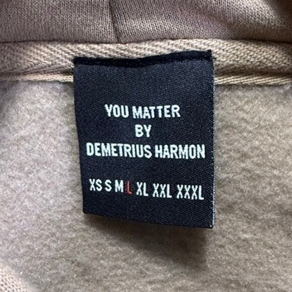 You Matter Demetrius Harmon Tan Cropped Hoodie Embroidered Mental Health L - Picture 3 of 12